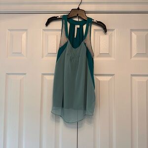 LC Lauren Conrad Green Asymmetrical Sleeveless Tank Top